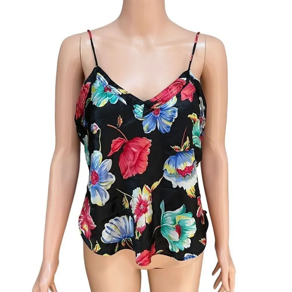 Victoria’s Secret vintage Cami Top Dark Floral Vneck Spaghetti Strap size M